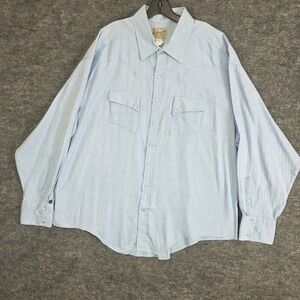VTG Rockmount Ranch Wear Western Shirt Mens XXL Blue Relaxed Fit Pearl Snap USA